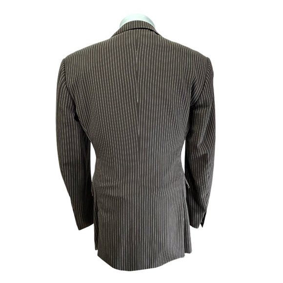 Brown Striped Wool-Cashmere Suit w/ Wide Leg Pants - Ralph Lauren (Black Label) - Picture 2 of 16